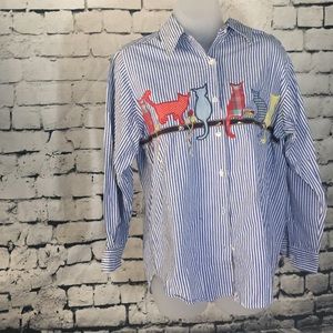 Vintage cat button down top